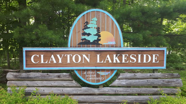Clayton lakeside entrance sign
